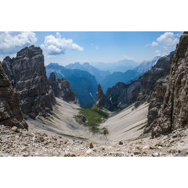 The Campanile di Val Montanaia, seen from Forcella Montanaia