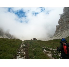 Finally, after a long ascent you can spot the bivouac, ending point of our hike