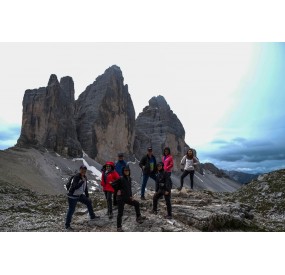 Taking pictures with Tre Cime is customary on this trip!